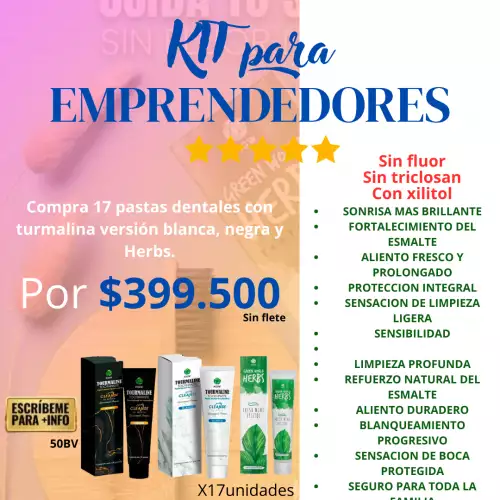 Kit 17 pastas dentales surtidas sin flúor