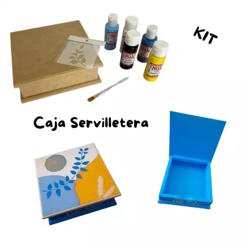 KIT CAJA SERVILLETERA  EN TECNICA ORGANICA