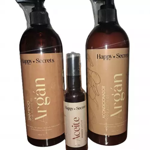 Kit capilar argán shampoo acondicionador y aceite reparador