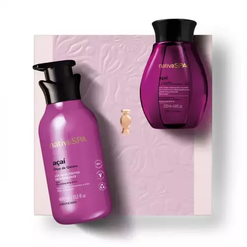 Kit crema hidratante corporal y óleo de acai Nativa Spa