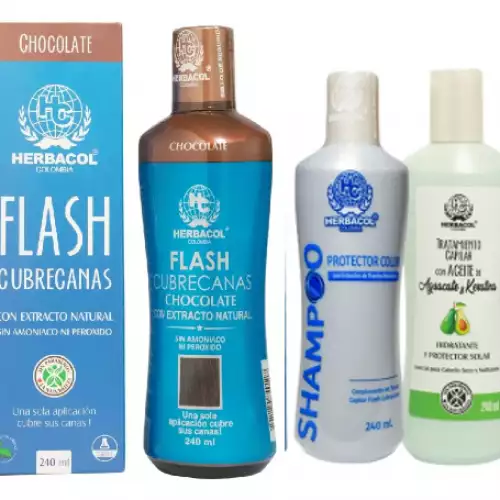 Kit cubrecanas chocolate con shampoo y tratamiento aguacate
