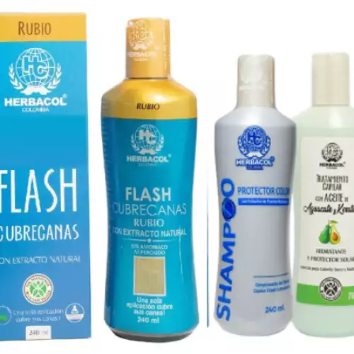 Kit cubrecanas rubio con shampoo y tratamiento aguacate