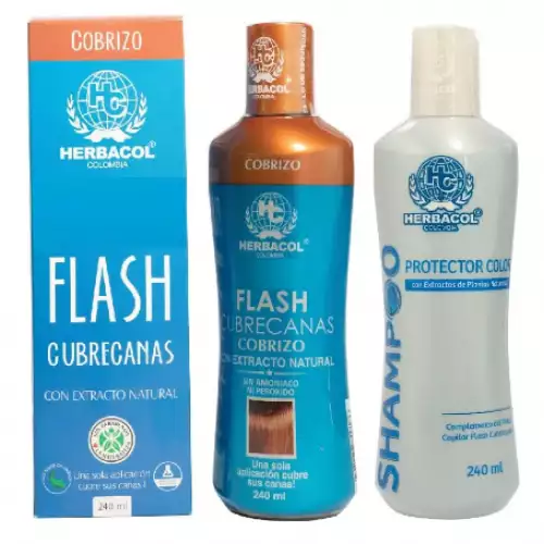 KIT FLASH CUBRECANAS COBRIZO + SHAMPOO PROTECTOR COLOR 240ML HERBACOL