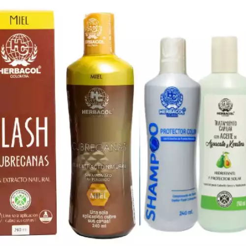 KIT FLASH CUBRECANAS MIEL + SHAMPOO + TRATAMIENTO 240ML HERBA