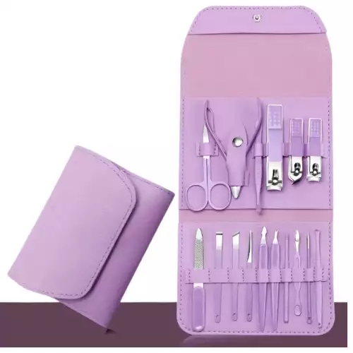 Kit Manicure Pedicure Facial Corta Cuticula Corta Uñas LILA