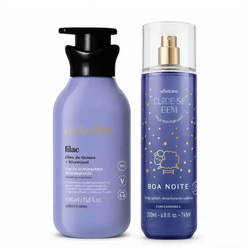 KIT REGALO MUJER LILAC - BUENAS NOCHES - Crema Hidratante Corporal + Splash
