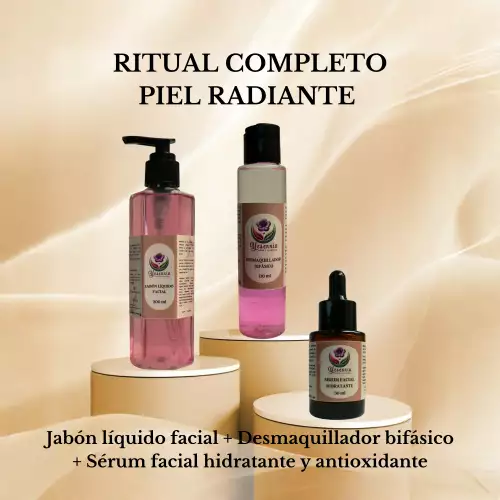 Kit ritual facial completo limpieza hidratación sérum