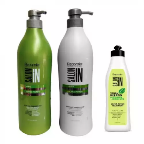 Kit shampoo, acondicionador y tratamiento keratina vegano