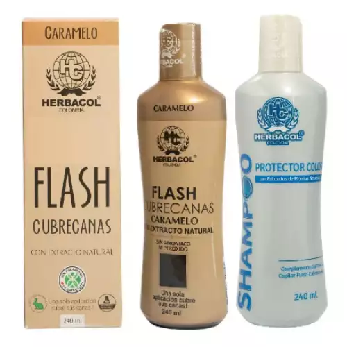 Kit tinte cubrecanas caramelo con shampoo protector 240 ml