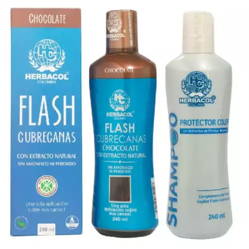 Kit tinte cubrecanas chocolate con shampoo protector 240ml