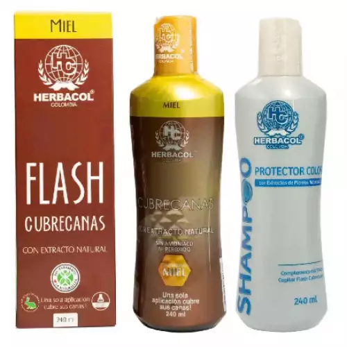Kit tinte cubrecanas miel con shampoo protector 240 ml