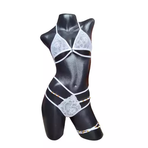 Lenceria Femenina Conjunto ropa interior femenina liga 245 BLANCO
