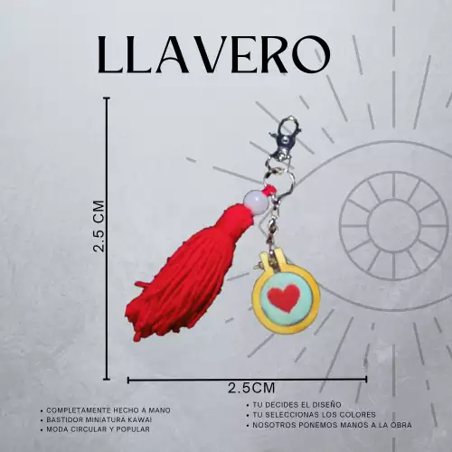 LLAVERO BORDADO PERSONALIZADO CON BOLARDO