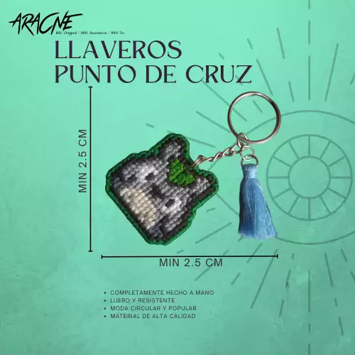 LLAVERO BORDADO PERSONALIZADO EN PUNTO DE CRUZ