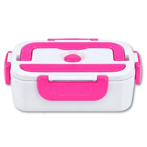 Lonchera Porta Comida Eléctrica Portátil Calentador De Almuerzos Con Recipiente Hermético Rosa