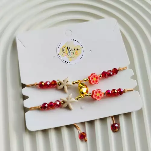 Manilla dúo amigas corazón imán rojo hecho a mano