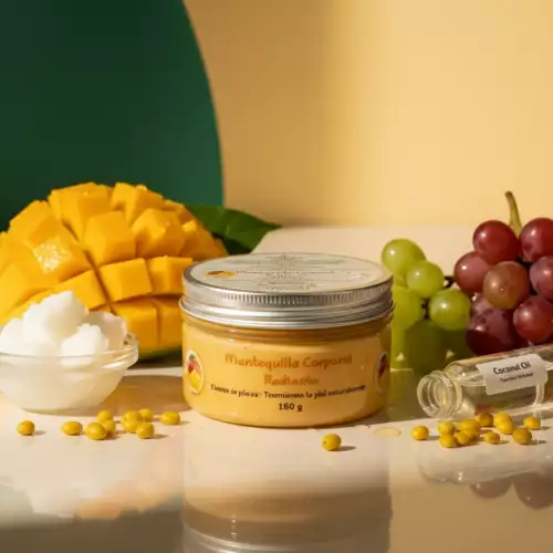 Mantequilla corporal con glitter aroma a mango radiante