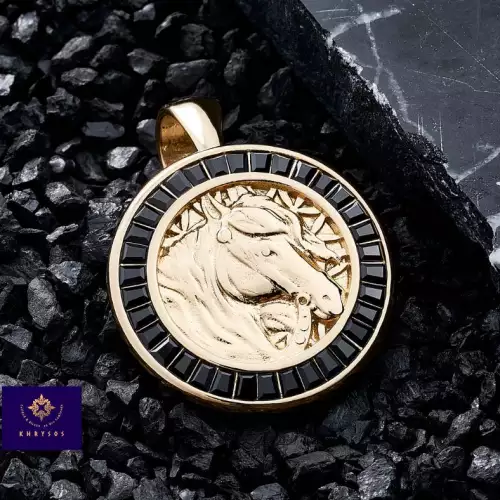 Medalla Equor caballo en oro laminado 21mm