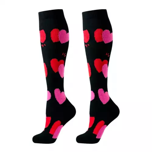 MEDIAS DE COMPRESION NEGRA-CORAZONES---S/M 34-38