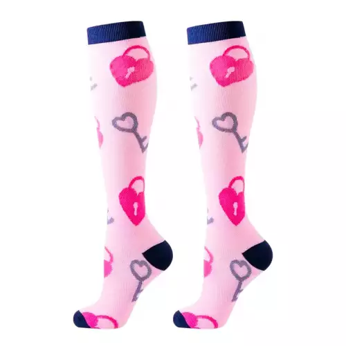 MEDIAS DE COMPRESION ROSADA CANDADO LLAVE---S/M 34-38