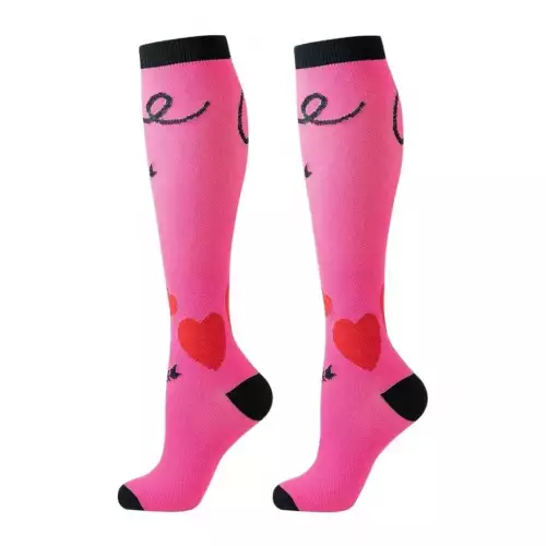 MEDIAS DE COMPRESION ROSADA-CORAZON FLECHA---S/M 34-38