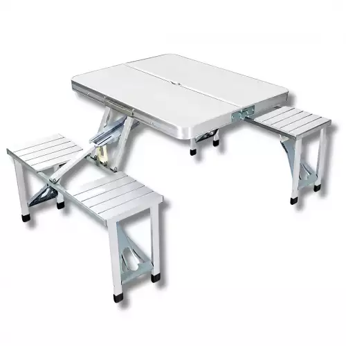 Mesa Plegable Con Cuatro Sillas Metálicas Set Completo LTZ01