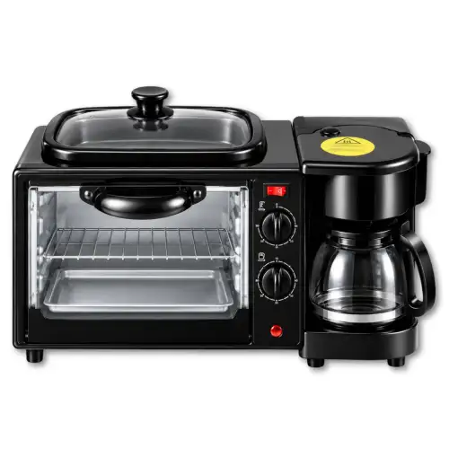 Mini Horno Eléctrico 3 En 1 Sokany Estación De Desayuno Con Horno, Cafetera Y Plancha
