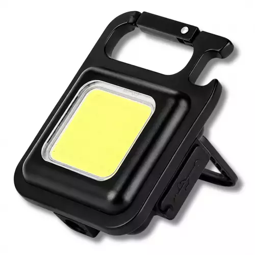 Mini Linterna LED Recargable Tipo Llavero Y Gancho Para Camping
