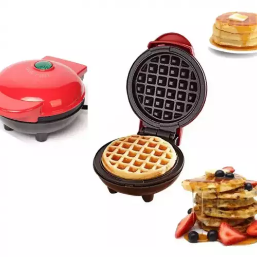 Mini waflera personal roja 350W antiadherente compacta