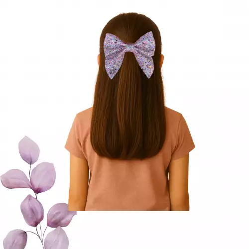 Moño coquette para niña multicolor con glitter artesanal