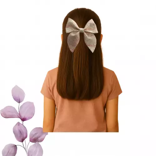 Moño coquette para niña rosado estampado con cuerina