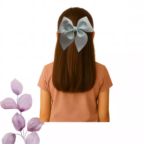 Moños coquette para niñas con glitter azul artesanal