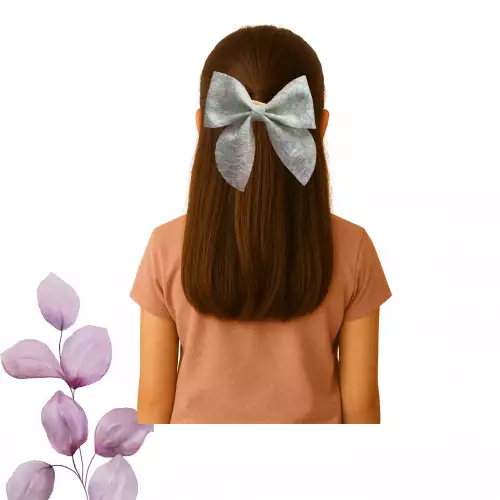 Moños coquette para niñas con glitter verde artesanal