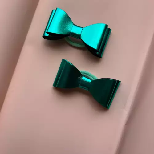 Moños para niña verde con agarre seguro 7cm