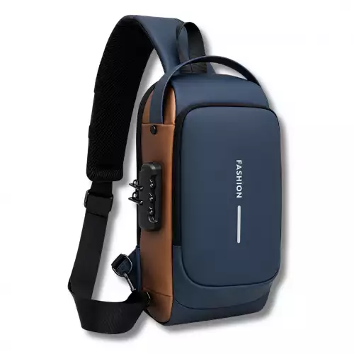 Morral Bolso Antirrobo Impermeable Cruzado Con Puerto USB Mochila Azul