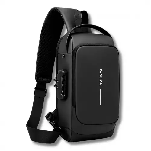 Morral Bolso Antirrobo Impermeable Cruzado Con Puerto USB Mochila Negro