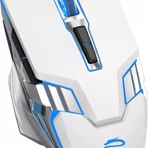 Mouse Gamer Inalámbrico Blanco 3 en 1 - RGB, Silencioso y Recargable