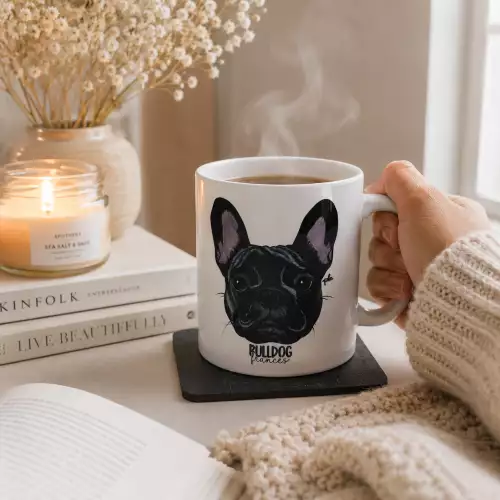 Mug bulldog francés sublimado 11 oz para amantes perros