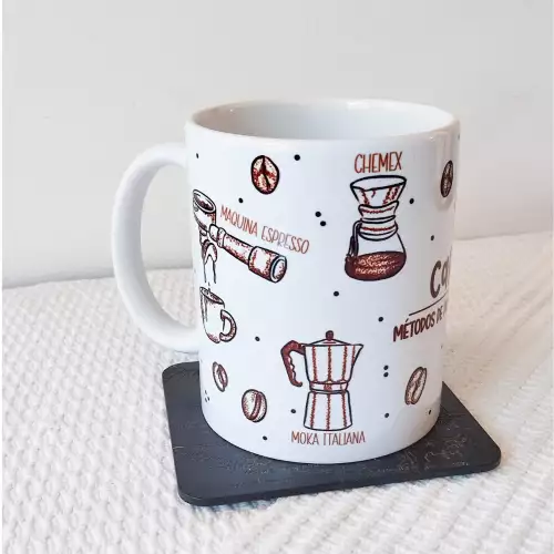 Mug de cerámica con diseño métodos de café 11 oz