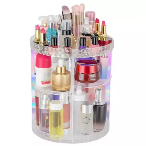Organizador De Maquillaje Giratorio 360 CX199 Transparente Y Multiusos