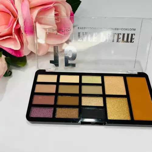 Paleta sombras 15 colores 2 iluminadores 1 rubor