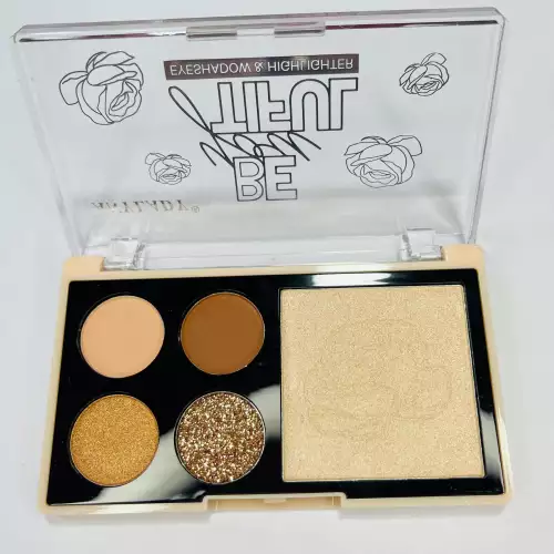 Paleta sombras 4 colores con iluminador tonos tierra