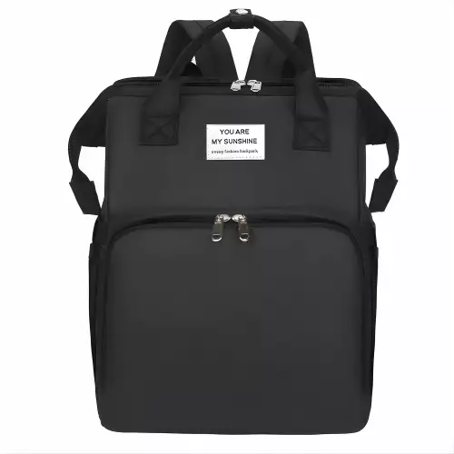 Pañalera Con Cambiador Para Bebé Multifuncional Impermeable Color Negro