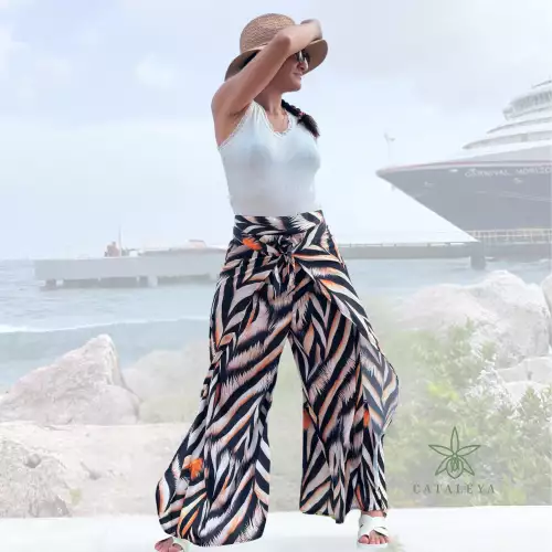 Pantalón envolvente con animal print salvaje