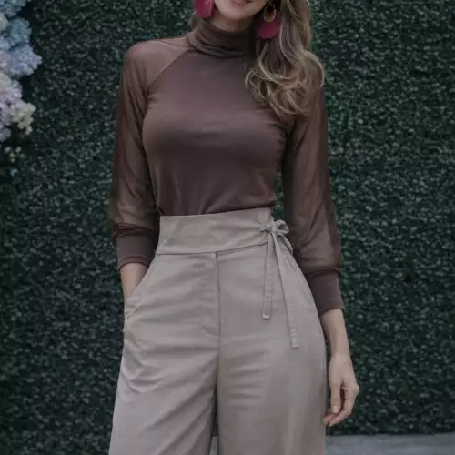 Pantalón Lino cafe mujer