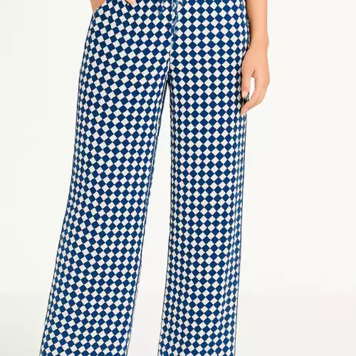 Pantalon Palazzo Bota Ancha Rombos azul