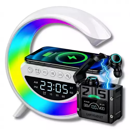 Parlante Bluetooth Lámpara En G Con Carga + Obsequio Audífonos M25