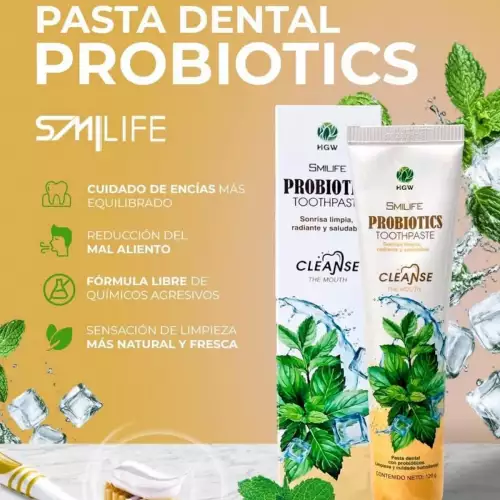 Pasta dental con probióticos sin flúor blanqueadora