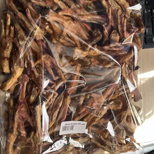 Patas pollo deshidratadas granel 100 und perros