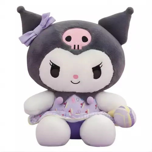 Peluche Manta Kuromi 40Cm Edición Vestido Lila Suave Ideal Para Regalo